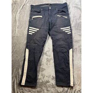 Jordan Craig Aaron Men Moto Jogger Jeans Blue White Side Stripe Streetwear 40X30